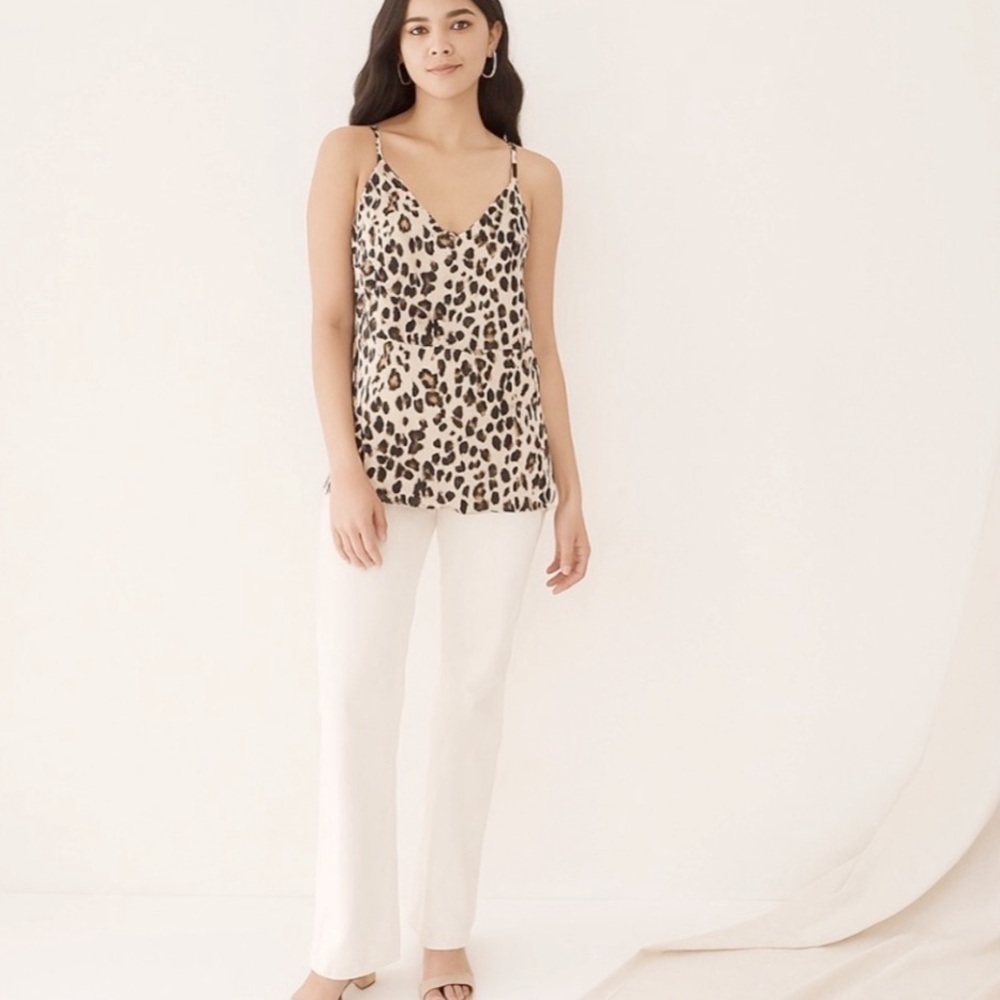 Halogen Camisole Animal Print Scallop Detail Top Size XS NWT